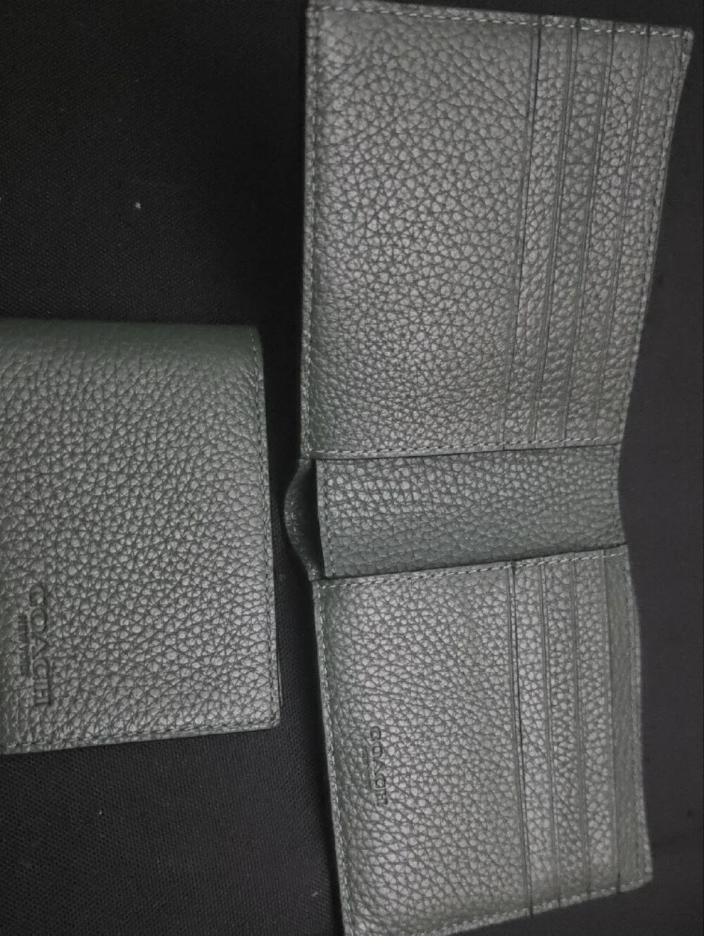 Coach Men's Pebbled Leather Wallet in Green
